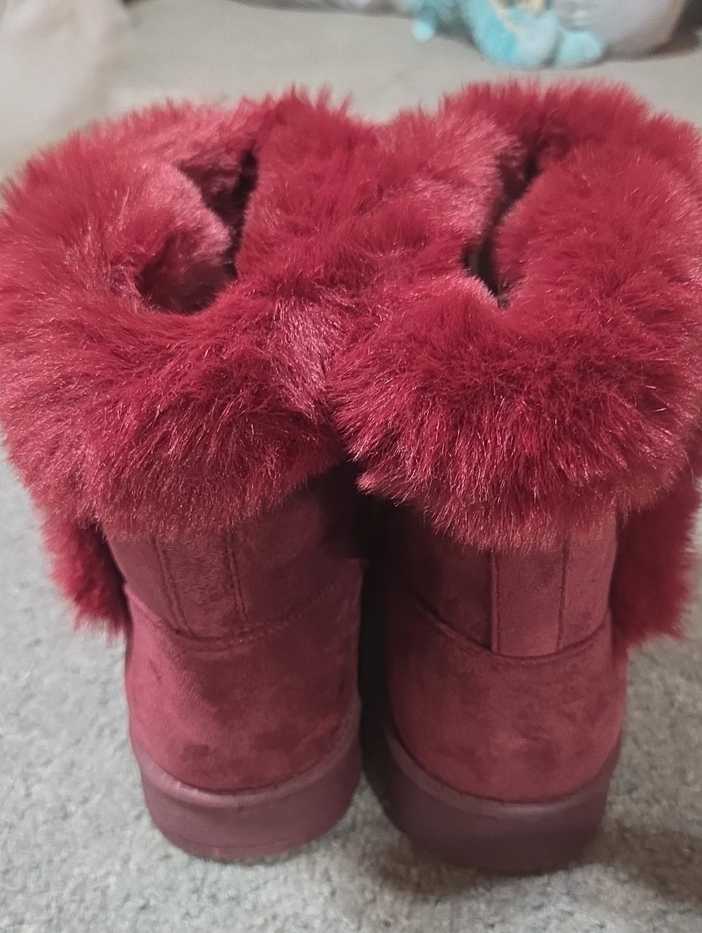 New Jcpenney Size 9 Wine Colored Fur Trimmed Boots